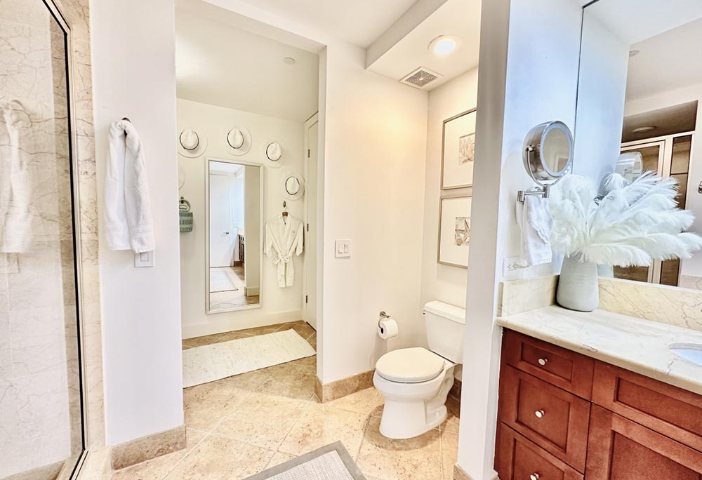 Bathroom vanity at Casa Cova, Sapphire Tower South Padre Island